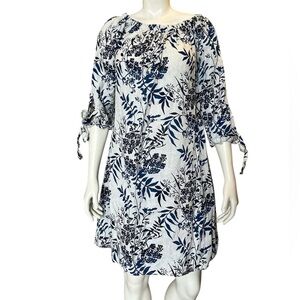 Valentina Naldi Off Shoulder Floral 100% Linen Made In Italy Midi Dress Size M